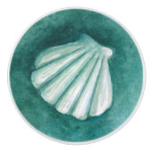 貝殻の水彩画の絵画のドア・ノブ セラミックノブ (正面)