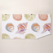 貝殻の海のシームレスなパタン。水彩i バスタオル (バスタオル)