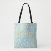 貝殻の海 - 薄青色の名入れ トートバッグ (正面)