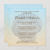 貝殻の熱帯ビーチのブライダルシャワー 招待状 (正面/裏面)