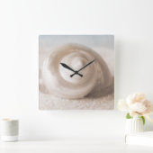 貝殻の砂のビーチ-熱帯貝のテンプレート スクエア壁時計 (ホーム)