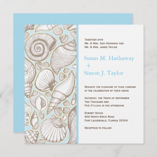貝殻の結婚式招待状 招待状 (正面/裏面)