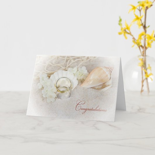 貝殻の結婚指輪 カード (黄色い花)