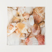 貝殻の背景：海洋テーマ。 タペストリー (正面(横))