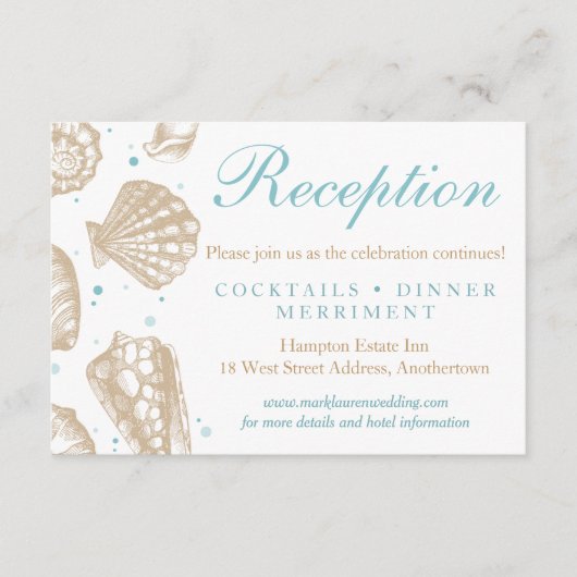 貝殻の nautical 結婚式の受付カード エンクロージャーカード (正面)