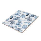 貝殻は青いビーチハウスで模造します タイル (側面)