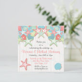 貝殻を使った結婚式後のパーティー招待状 招待状 (スタンド正面)