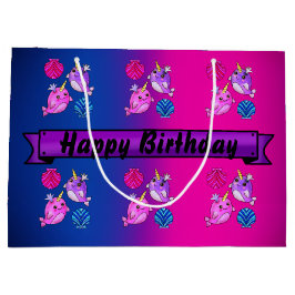 貝殻を持つ美しいクジラ ラージペーパーバッグ