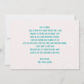 貝殻アートのクラス歓迎カード教師用メッセージカード 招待状 (裏面)