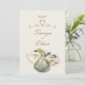 貝殻アートの結婚式出欠返信 招待状 (スタンド正面)