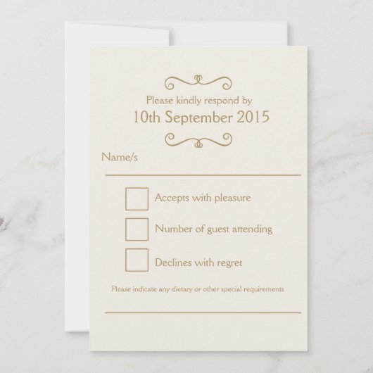 貝殻アートの結婚式出欠返信 招待状 (裏面)