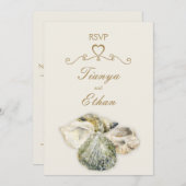 貝殻アートの結婚式出欠返信 招待状 (正面/裏面)