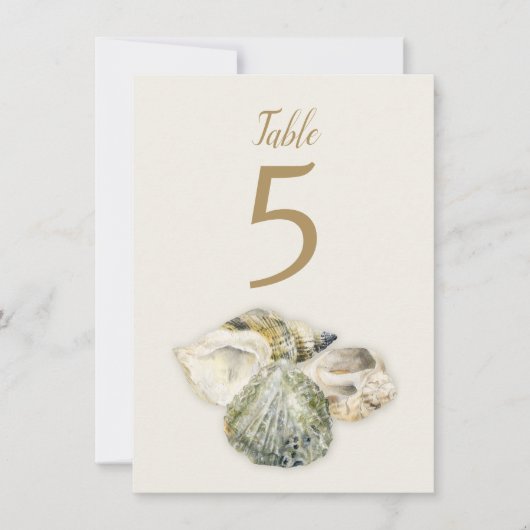 貝殻アートビーチ結婚式表の番号 招待状 (正面)