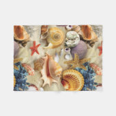 貝殻オンビーチ フリースブランケット (正面(横))