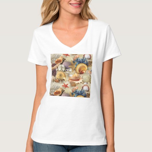 貝殻オンビーチ Tシャツ (正面)