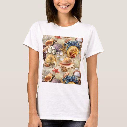 貝殻オンビーチ Tシャツ (正面)