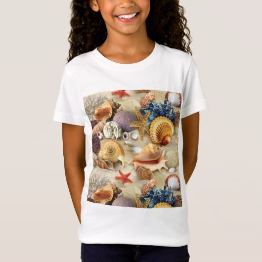貝殻オンビーチ Tシャツ (正面)