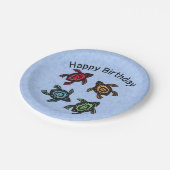 貝殻カラフルに4匹のウミガメの抽象芸術 ペーパープレート (アングル)