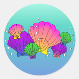 貝殻カリブのと気泡 ラウンドシール