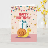 貝殻クリーチャーの誕生日カード カード (黄色い花)
