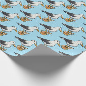 貝殻パターンの海のカモメ ラッピングペーパー (角)