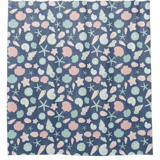 貝殻パターン シャワーカーテン (正面)