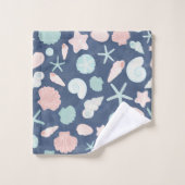 貝殻パターン バスタオルセット (ウォッシュタオル)