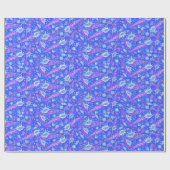 貝殻パタ航海のーンブルー ラッピングペーパー (フラット)