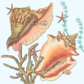 貝殻ヒトデの草、ビニールのシール シール (正面)