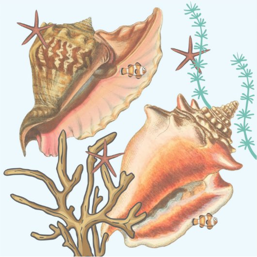 貝殻ヒトデの草、ビニールのシール シール (正面)