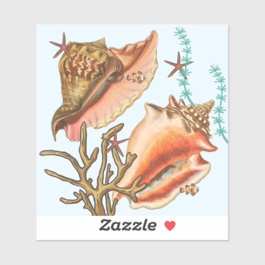 貝殻ヒトデの草、ビニールのシール シール (シート)