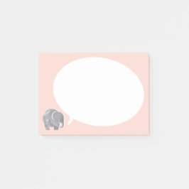貝殻ピンクの言語泡を持つ灰色の象 ポストイット