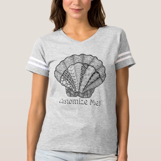 貝殻ユニーク手引き貝殻 Tシャツ (正面)