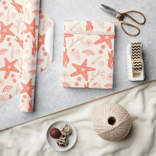 貝殻ラッピング紙 ラッピングペーパー (クラフト)