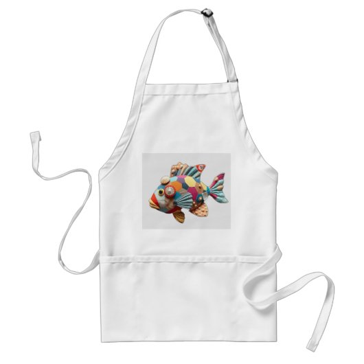 貝殻付きパッチワーク生魚 スタンダードエプロン (正面)