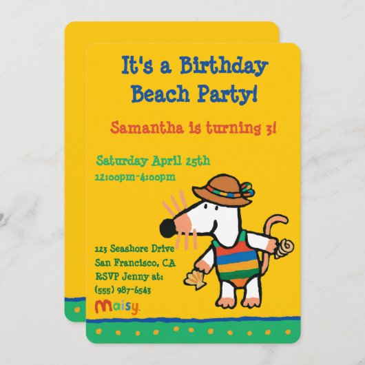 貝殻付き誕生日 招待状 (正面/裏面)