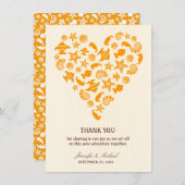 貝殻及びヒトデのハートの夏のビーチ結婚式 サンキューカード (正面/裏面)