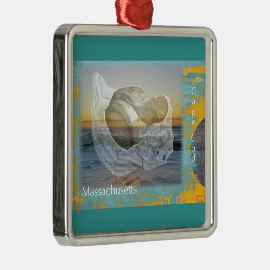 貝殻及び波-ケープコッドマサチューセッツ メタルオーナメント (右)
