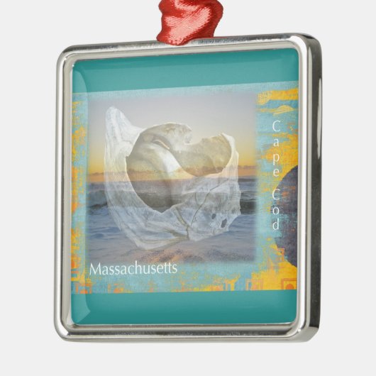 貝殻及び波-ケープコッドマサチューセッツ メタルオーナメント (左)