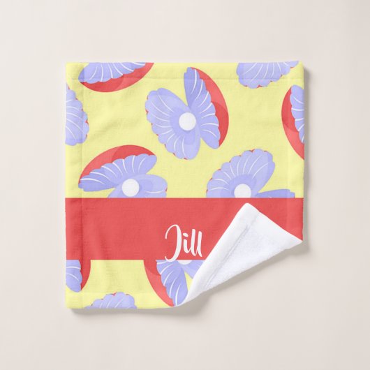 貝殻模様の白い真珠 ウォッシュタオル (ウォッシュタオル)