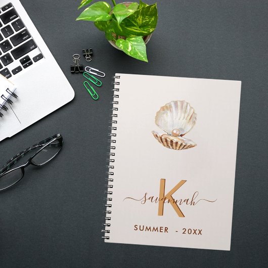 貝殻真珠ベージュ貝柱モノグラム ノートブック