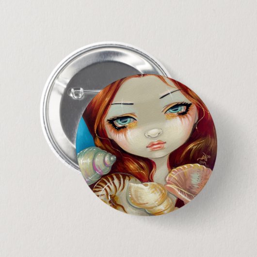"貝殻美しい"のボタン 缶バッジ (正面&裏面)