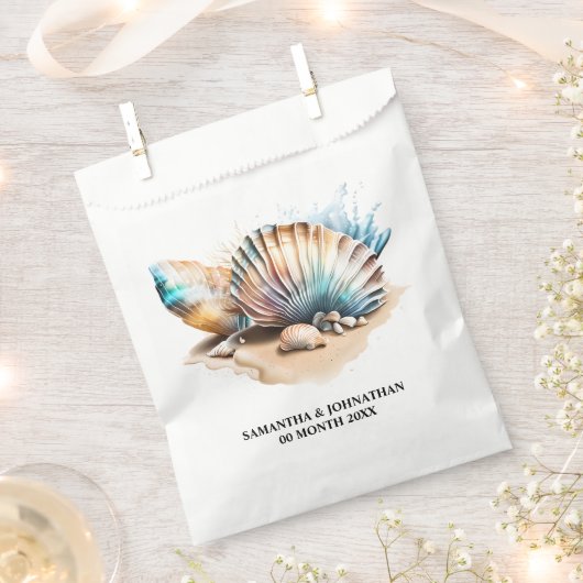 貝殻航海の3Dビーチ砂海洋 フェイバーバッグ (クリップ留めされた状態)