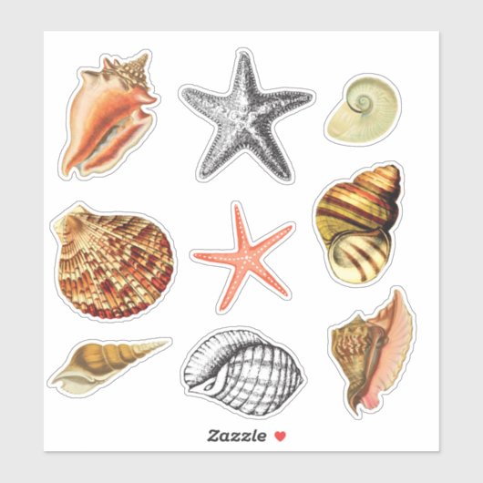 貝殻芸術的ヴィンテージスタイル シール (シート)