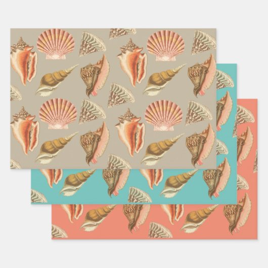貝殻芸術的ヴィンテージスタイル ラッピングペーパーシート (セット)