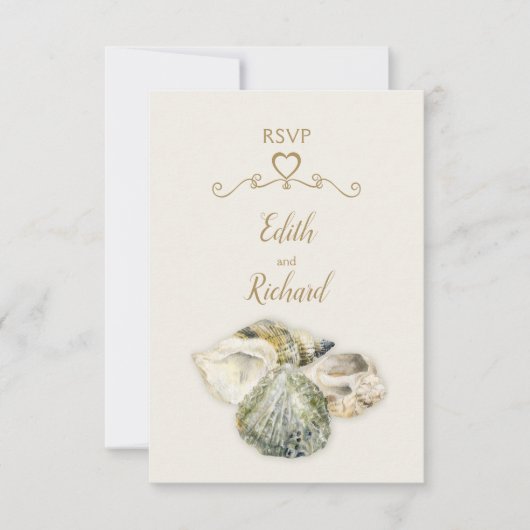 貝殻芸術素晴らしビーチ結婚式 出欠カード (正面)