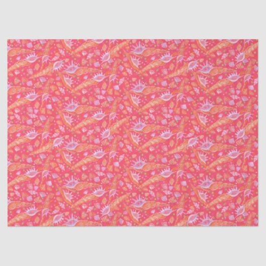 貝殻軟体模様航海の赤 薄葉紙 (正面)