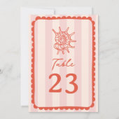 貝殻鱗状ピンクストライプク結婚 招待状 (裏面)