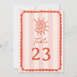 貝殻鱗状ピンクストライプク結婚 招待状