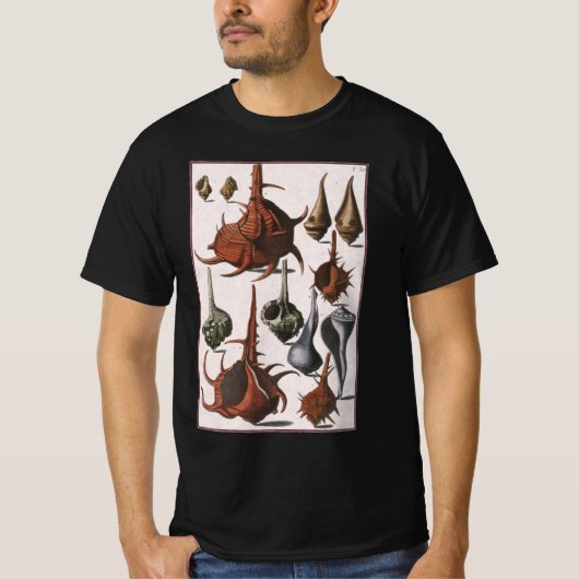貝殻, アンティークの貝殻, 海洋の海洋生物 Tシャツ (正面)